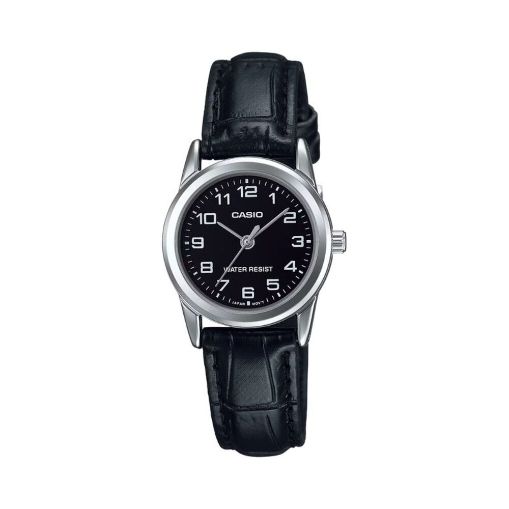 Casio Women’s Black Dial Analog Watch with Leather Strap - LTP-V001L-1B